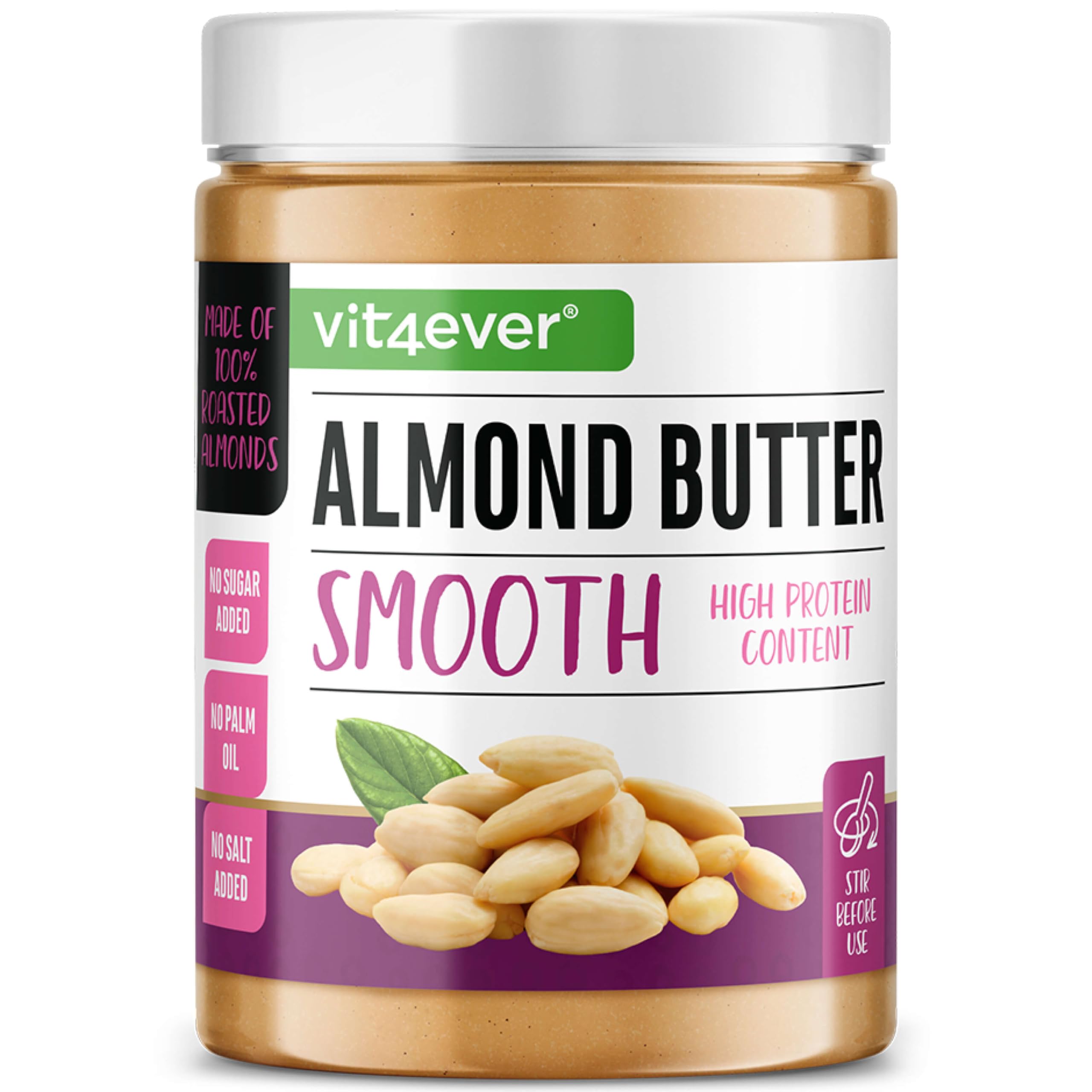 Mandelbutter Smooth - 1kg natürliche Mandel Butter ohne Zusätze aus 100% blanchierten Mandeln - High Protein - Cremiges Mandelmus ohne Zusätze von Salz, Öl oder Palmfett - Vegan | 25 % Protein, cremiges Mandelmus, ohne Salz, Öl & Palmöl, vegan & ohne Zusä