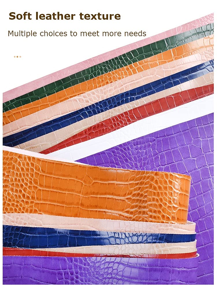Tessuto in Ecopelle Finta Pelle al Metro Modello Coccodrillo Tessuto da Tappezzeria Largo 138cm per Sedia Divano, Artigianato Fai da Te# Colour: Red，Size:1.38x1m(Blue,1.38X7m)
