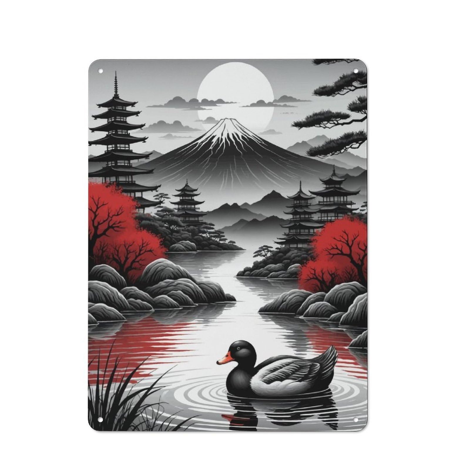 Junmoney Duck On The Lake Retro Tin Sign 40X30cm For Hobby Room Or Studio, New-Space Wall Decor For Creative Interior Collectors