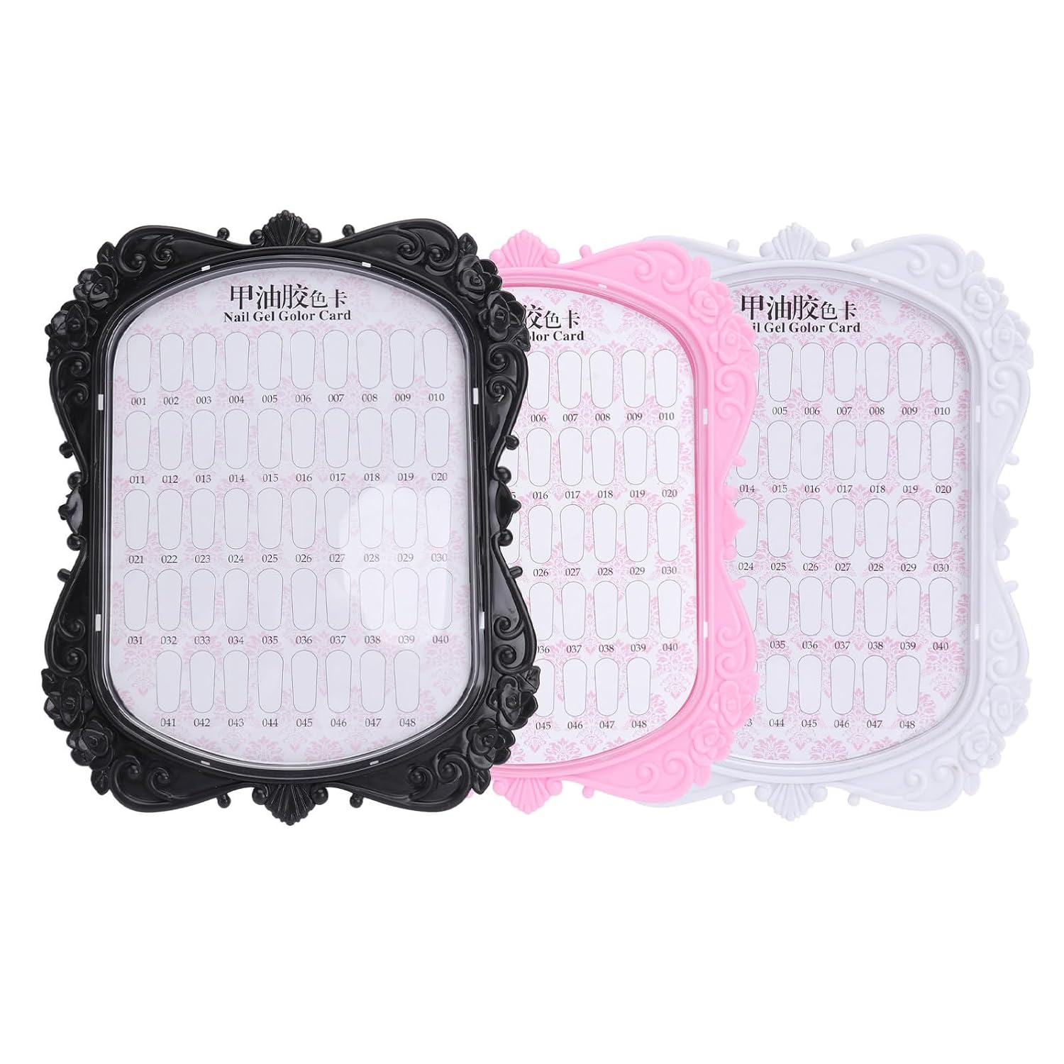 European Tips Art Relief Display Practice Board Abs Nail 3pcs | Compact Lightweight Build, Delicate Details with Fine Workmanship, Manicure Show Chart for Nail Gel Polish and Color Cards