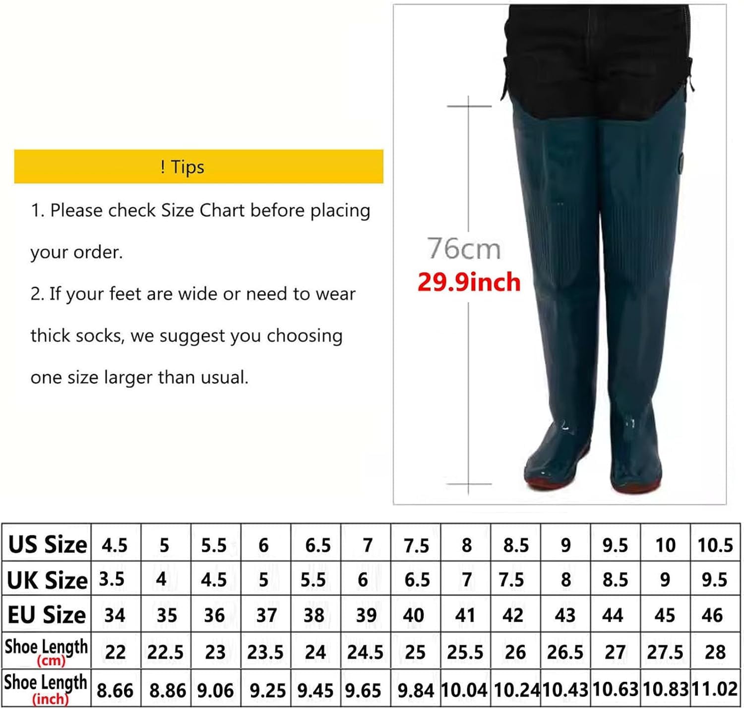 Hip Wader PVC Lekkie Wodoodporne Buty Wędkarskie Z Grubą Antypoślizgową Podeszwą Oxford Dla Mężczyzn I Kobiet(7.5 UK)