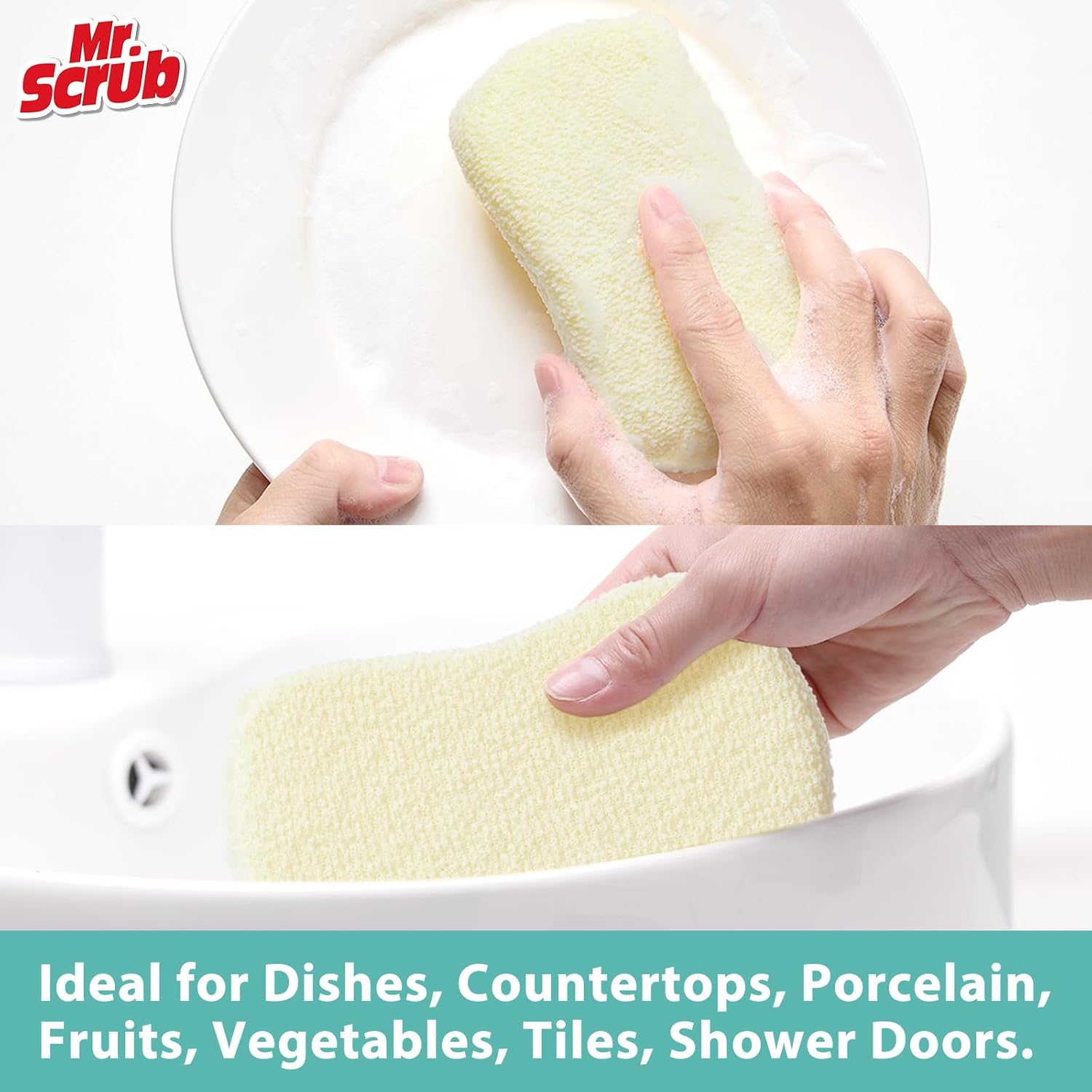 Mr. Scrub Kitchen Spons, Dish Scrub Spon Odor-Resistant, Qui-Drying,