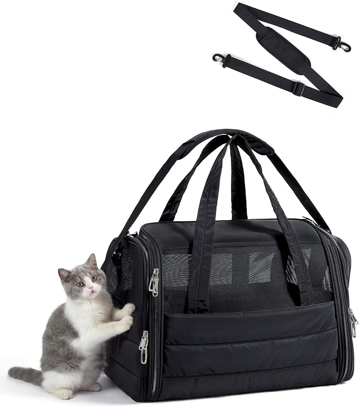 Bolsa de Transporte para Gatos BAGSMART Acolchoada, Dobrável e com Laterais Teladas