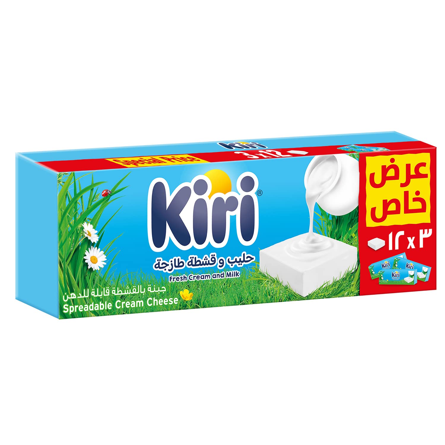 Kiri Spreadable Cream Cheese Squares 36 Portions Value Pack 3 x 200 g