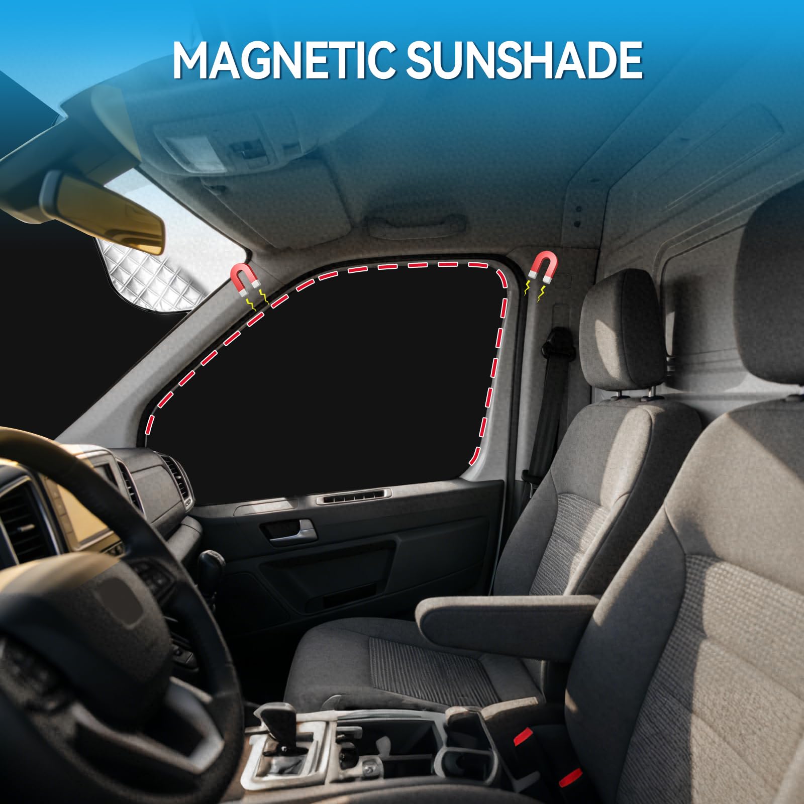 Parasol para parabrisas de coche para Fiat Ducato X250/290 para Citroen Jumper para Peugeot Boxer, Magnético, Parabrisas Térmico Interno, Juego de 3, Cubierta de Protección Solar Gruesa