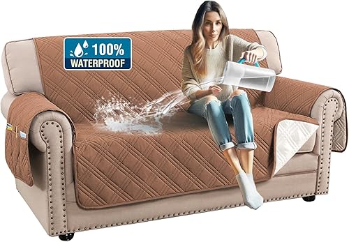 Miniatura 17 de H.VERSAILTEX Fundas de sofá 100% impermeables para mascotas, fundas deslizantes modernas para sofás/sofás, funda de sofá gruesa y suave lavable