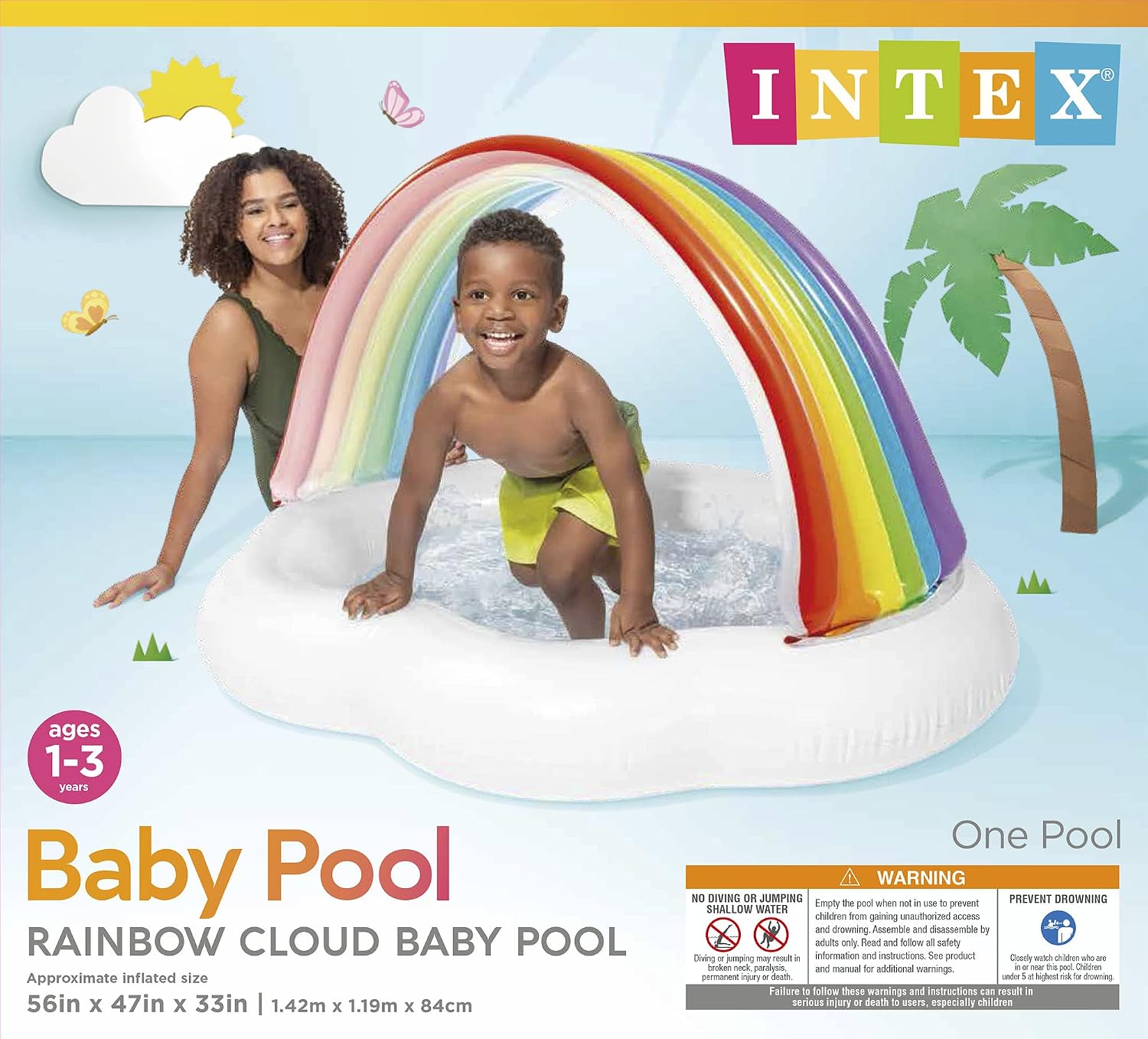 Intex Rainbow Cloud Inflatable Baby Pool, for Ages 1-3
