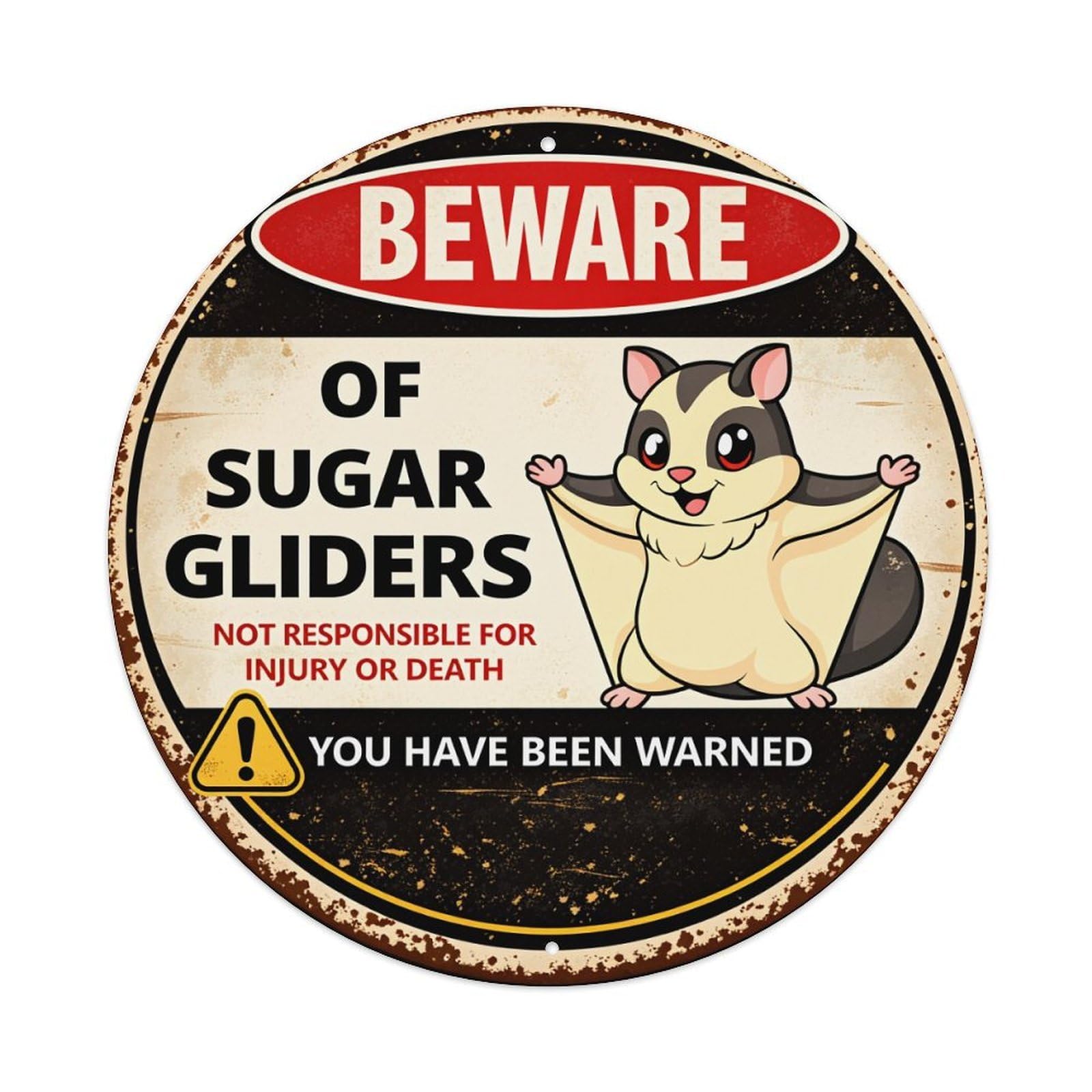 Beware Of Sugar Gliders Warning Sign Metal Tin Sign Vintage Garden Bedroom Cafe Bar Man Cave Home Wall Decor Metal Poster 8x8 inches