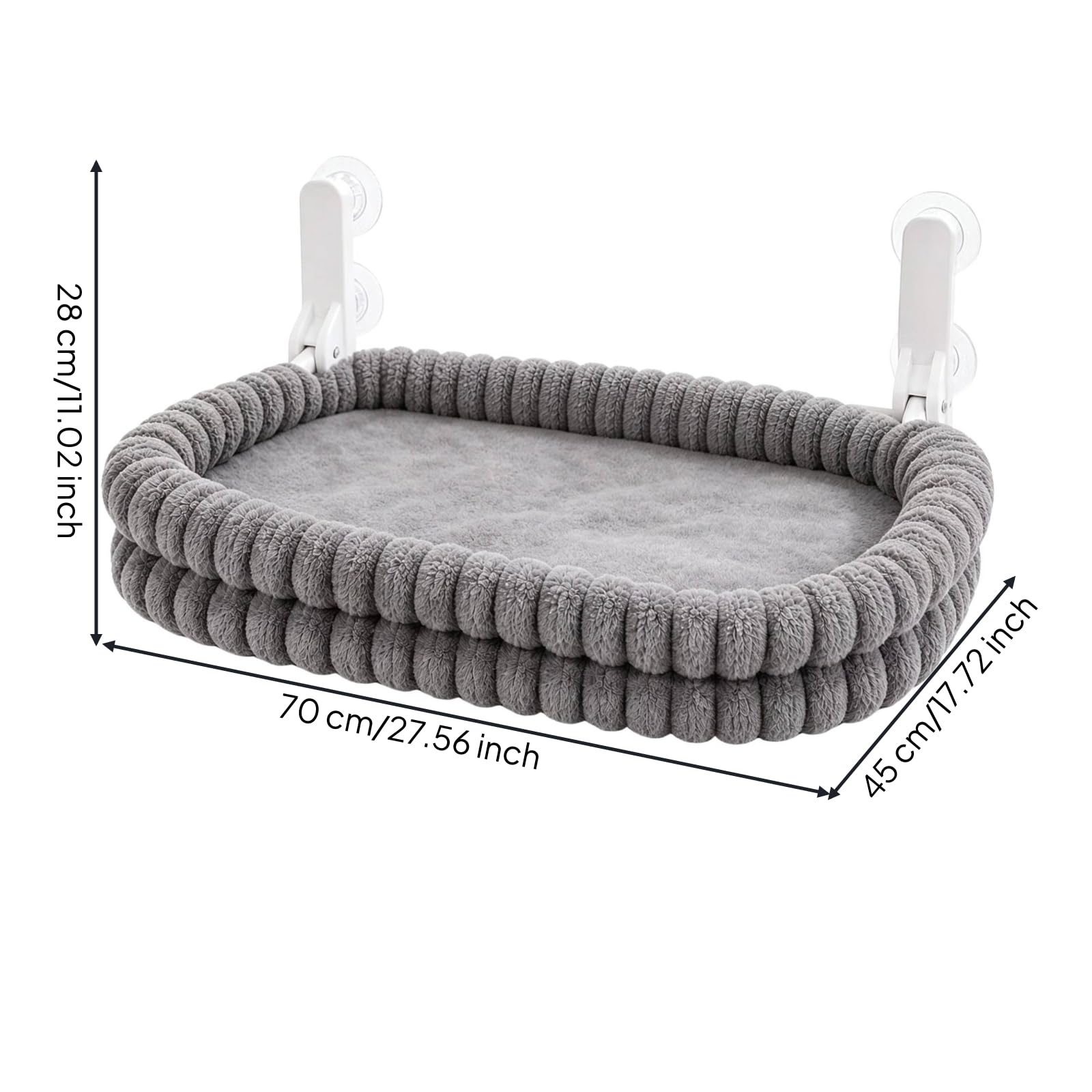 Amaca Ventose Accogliente | perficie in Morbido Peluche, Amaca Bordo Rialzato, Resistente, Casa, Grigio, 70x45cm