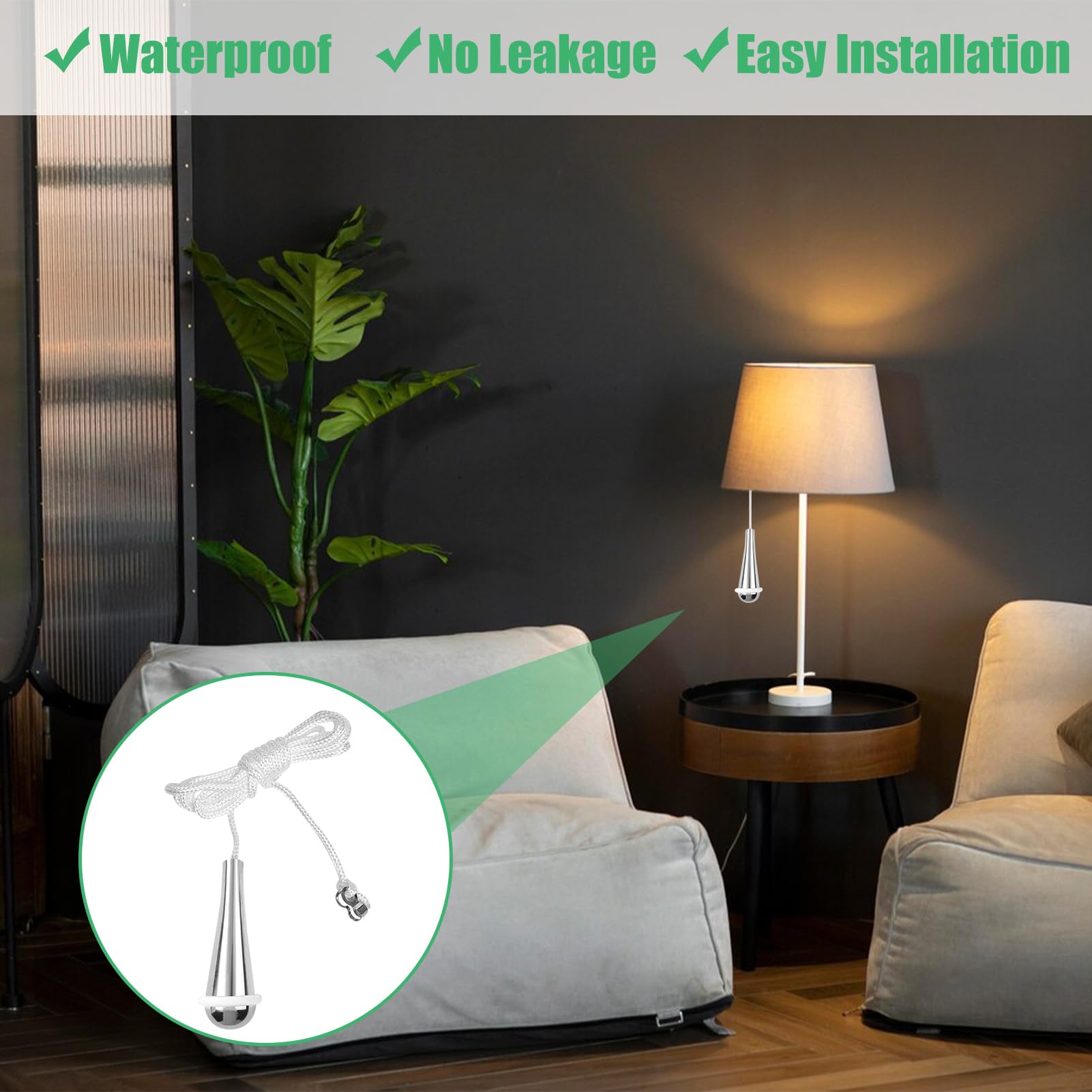 Azushwer 2 Pcs Bathroom Light Pull Cord Handle with 150cm White Nylon Extension Replacement Pull Cord Light Switch Bathroom for Shower Toilet Light Ceiling Lights Fan Switch - Image 4