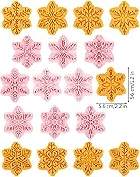 Vista 3 de Juego de 9 patrones de sellos de galletas de copo de nieve 3D, plástico de grado alimenticio, 6 ramas con forma de copos de nieve, cortadores