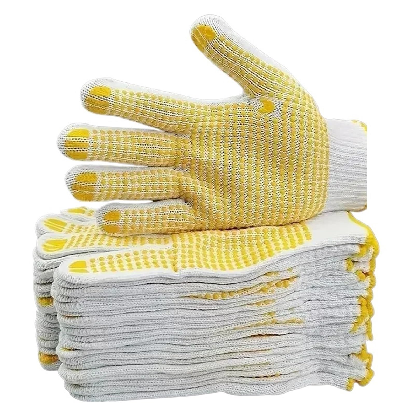 12 Pares, Guantes de Trabajo con Agarre Antideslizante, protección algodón Seguridad Puntos PVC, for Pintor, mecánico, construcción Industrial(12pairs Blue)