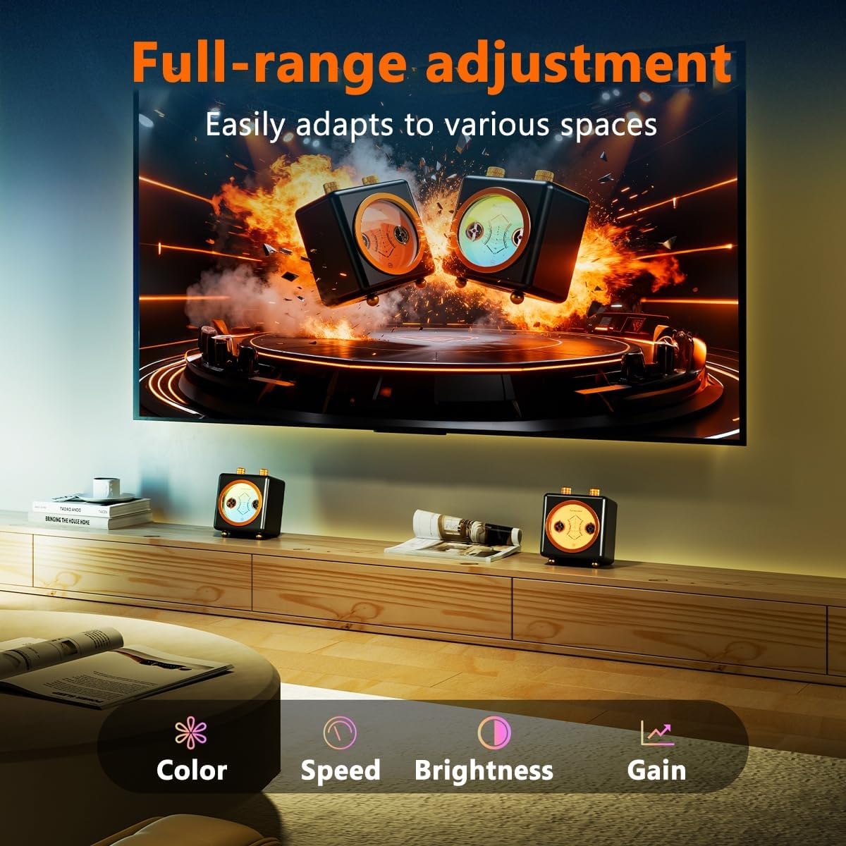 VU Meter Audio, Retro-Musik-Rhythmus-Licht mit Helligkeit und Hintergrundbeleuchtung, Farbe einstellbar, Sound-reaktive LED-Lampe, Desktop-Umgebungslichter für Spielzimmer-Dekoration