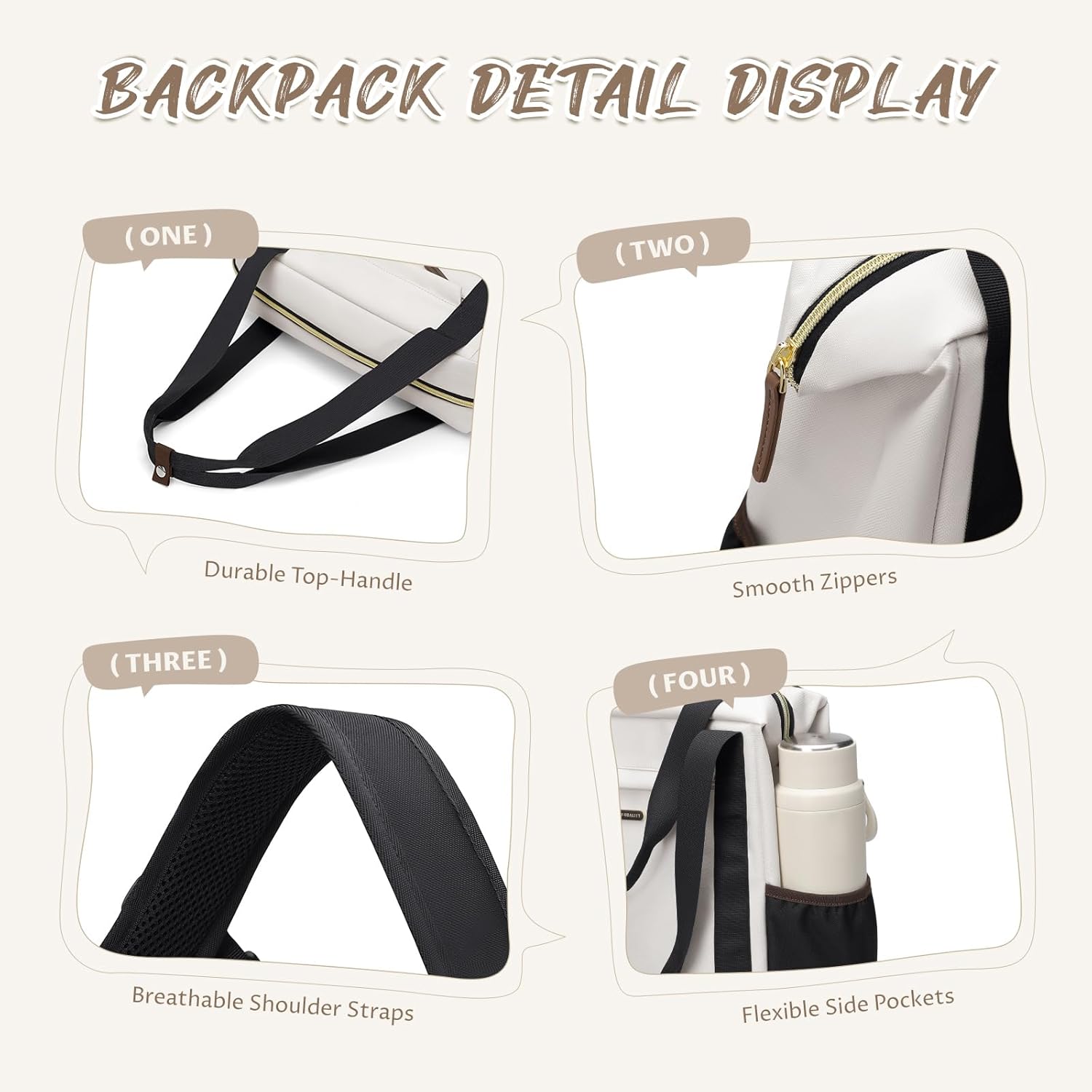 Laptop Backpack for Women,Adjustable Tote Work Business Backpack,TravelPersonal Carry On Bag,17.3Inch,WBlack - Image 6