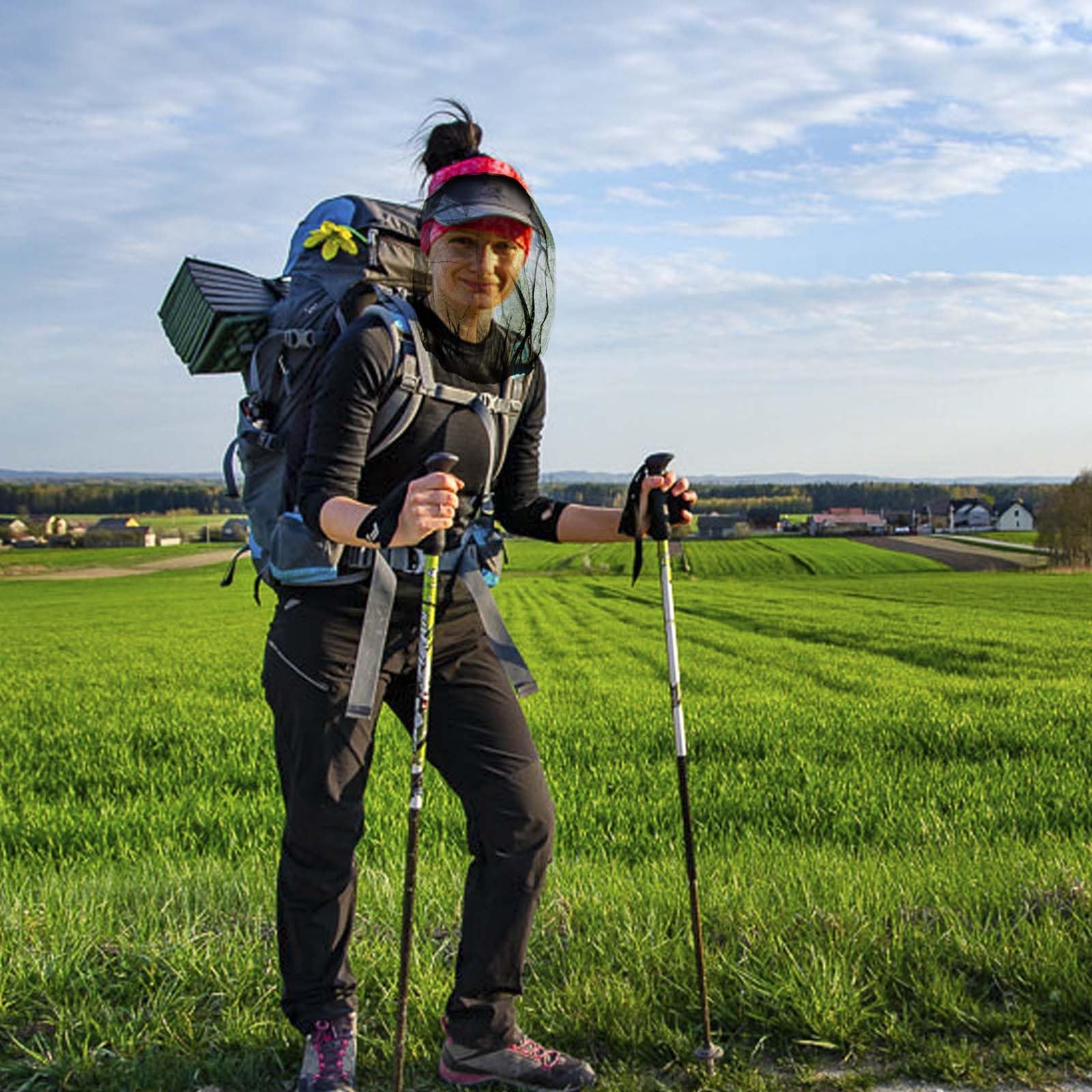 GWAWG 4 Pezzi Anti-Zanzara Cappello Della Protezione Rete per la Testa Anti Insetti Insetti a Maglia Fine Viaggi Escursioni Campeggio Arrampicata, Nero e Verde