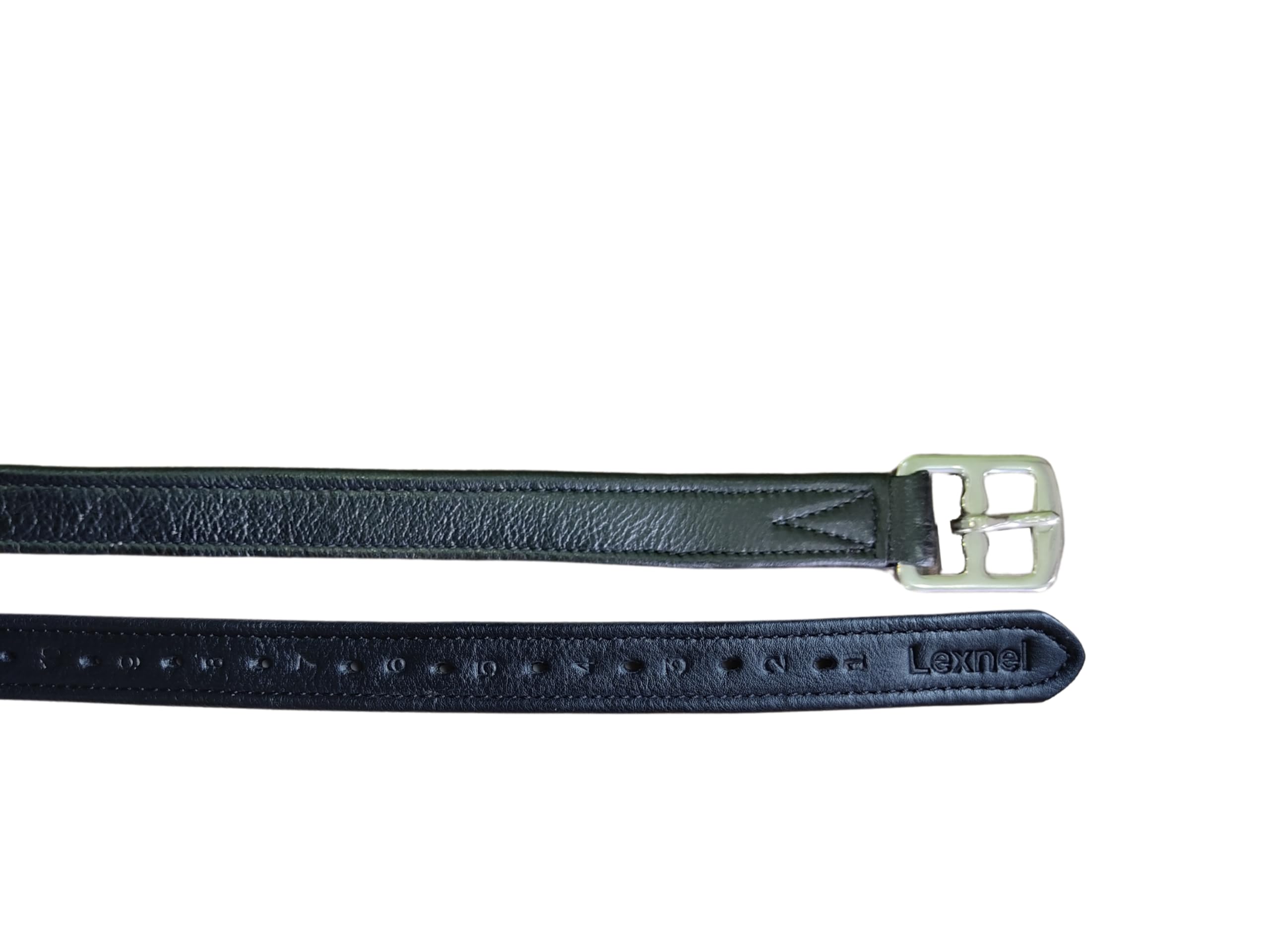 LEXNEL Equestrian Leather Stirrup for Saddle with Buckles 1 Pair Pack of 2 (48 Inch Black) - Image 3