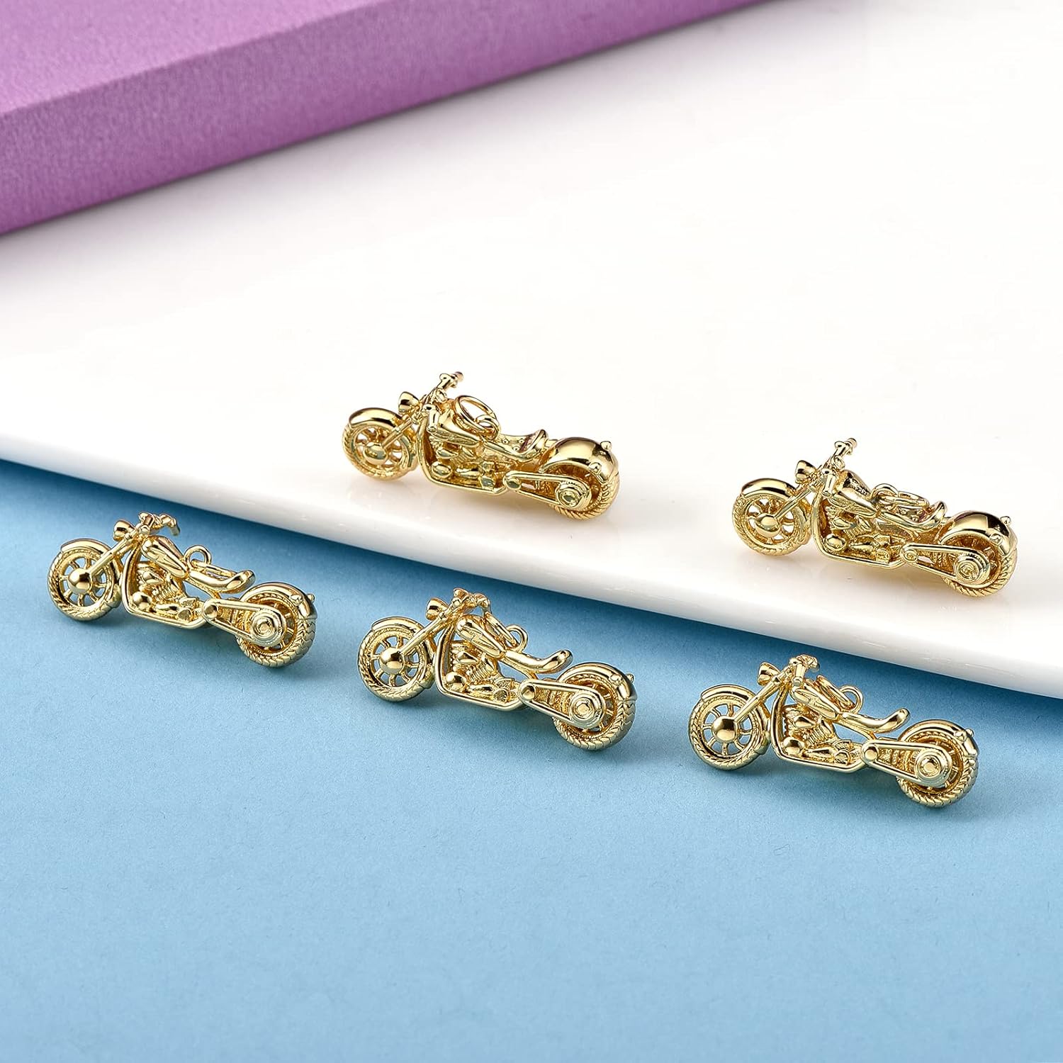 5 Pieces Motorcycle Pendants Brass Micro Pave Clear Cubic Zirconia Charm Pendants with Jump Ring for Jewelry Necklace Bracelet Earring Making - Image 5