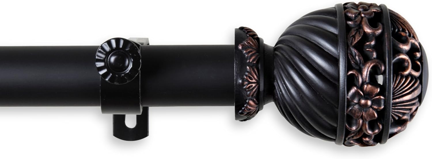 A&F Rod Decor - Sonnet Curtain Rod 1 inch Diameter, 160-240 inch - Black