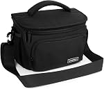 Cwatcun Compact Camera Bag Single Shoulder Crossbody Bag Camera Case Compatible for Canon Nikon Sony SLR DSLR Mirrorless Cameras and Lenses Waterproof Camera Bag（Medium，Black ）