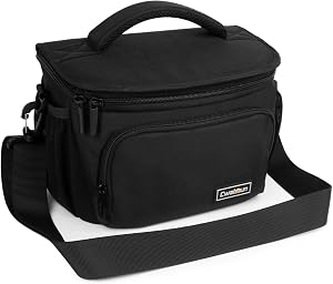 Cwatcun Compact Camera Bag Single Shoulder Crossbody Bag Camera Case Compatible for Canon Nikon Sony SLR DSLR Mirrorless Cameras and Lenses Waterproof Camera Bag（Medium，Black ）