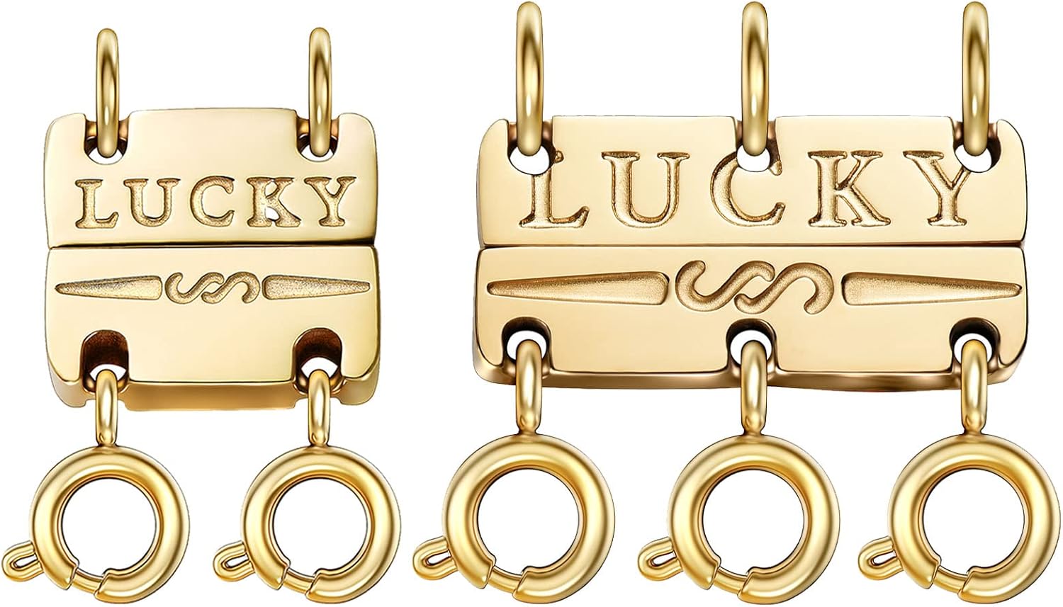 OHINGLT Lucky Necklace Layering Clasp Separator for Stackable,14K Gold and Silver Plated Multiple Necklace Clasps for Women