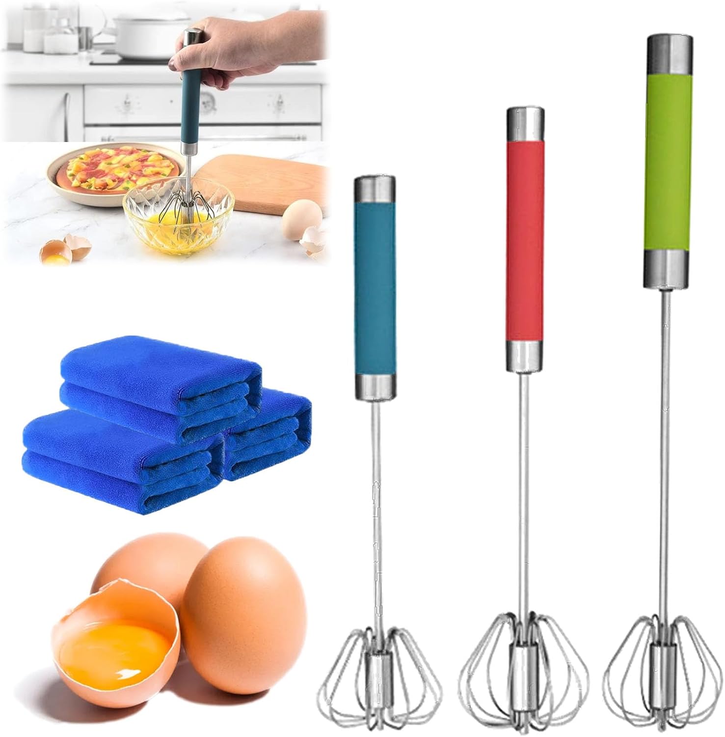 Battitore Di Uova Manuale Semi-automatico - In Acciaio, Per Panna, Frappè E Salse (taglie S, M, L)