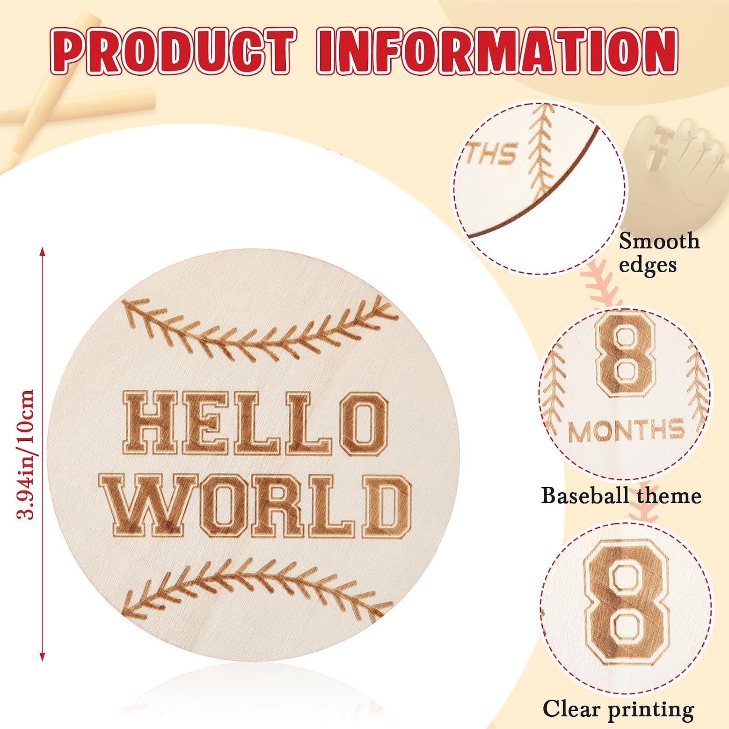 Bucherry 14 Pcs Baseball First Year Photo Board Rookie of The Year 1st Birthday Party Decoration Wooden Sports Picture Frame with 12 Monthly Milestone Cards for Baby Shower Photography Props Gifts