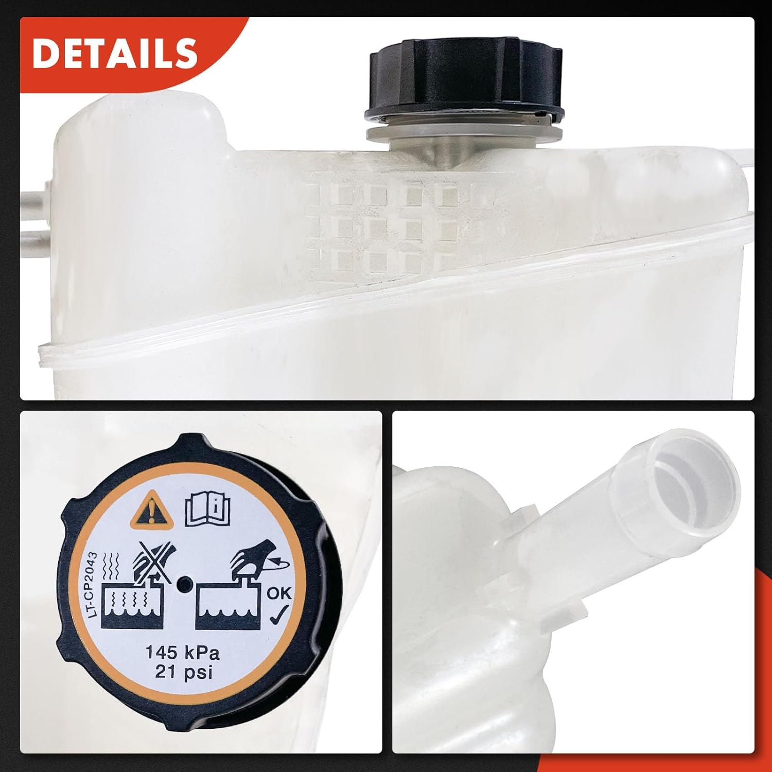 A-Premium Engine Coolant Overflow Recovery Reservoir Tank with Cap Compatible with Ford Fusion & Lincoln MKZ, 2017 2018 2019 2020, 2.0L