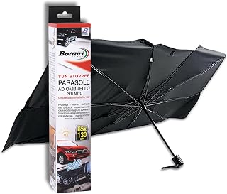 Bottari Auto-Sonnenschirm 130 x 65 cm – kompakt und faltbar – UV-Schutz – Universal Windschutzscheibe Auto und SUV