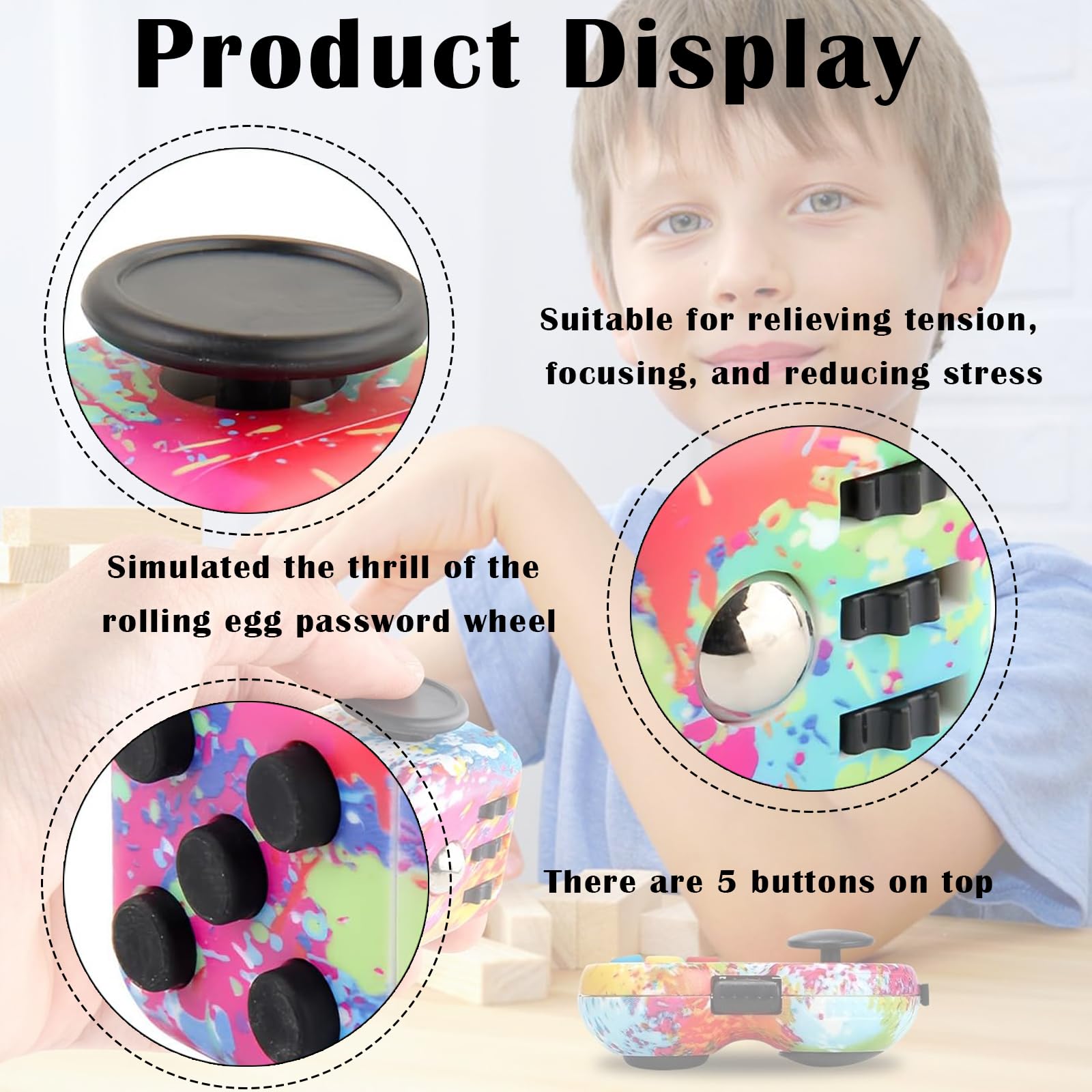 3 Piece Set Fidget Cube Set, Fidget Toys for Stress Relief Fidget Toys for Adults & Kids - Image 3