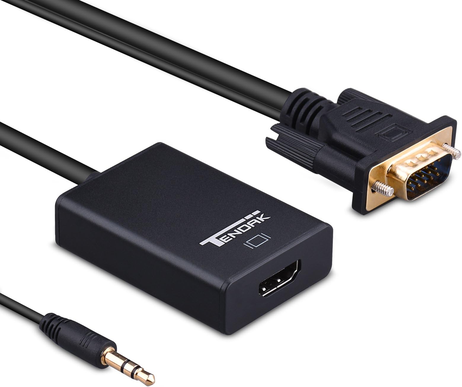 Tendak VGA to HDMI Adapter, Output 1080P VGA Male to HDMI Female Audio Video Cable Converter Support 1080P and USB Power for Laptop Desktop HDTV HD Projector