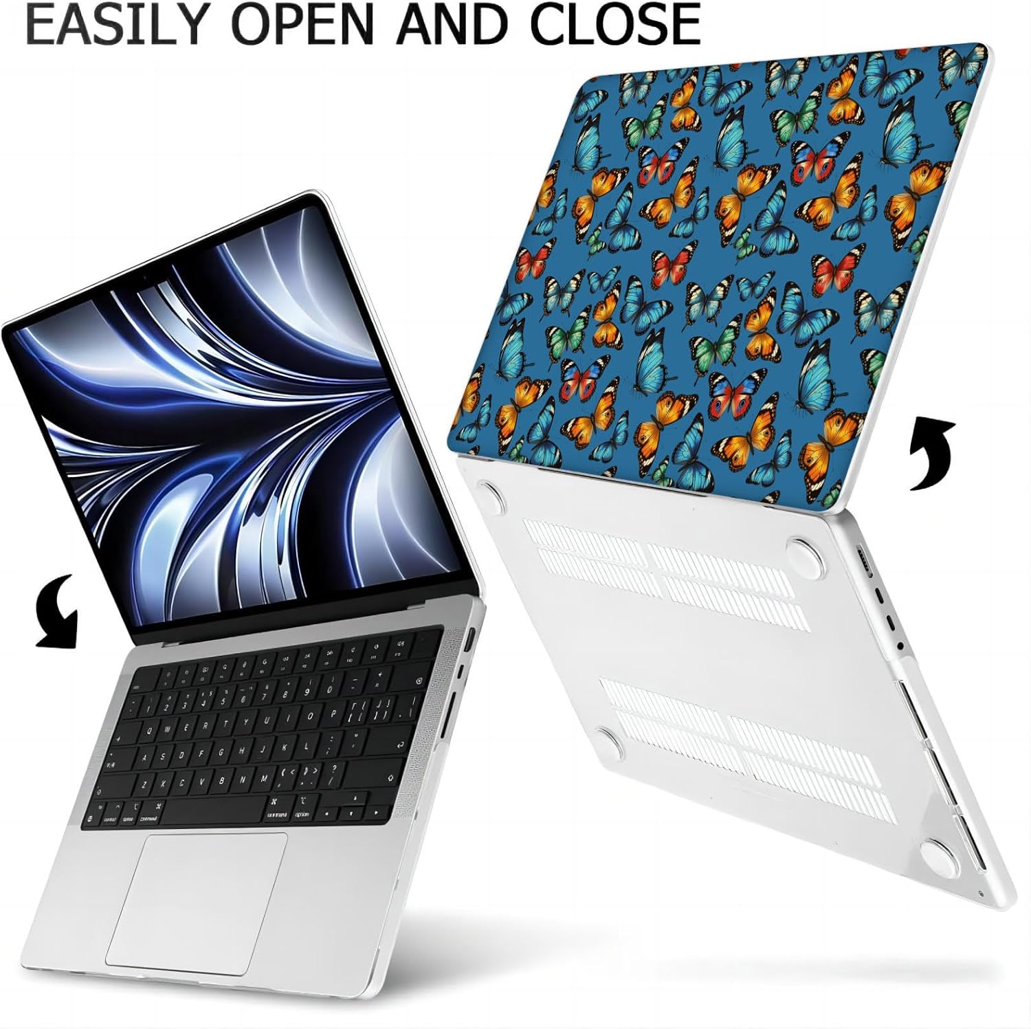 Compatible with MacBook Neo 13-inch, Hard Shell Case with Keyboard Cover and Screen Protector (A3404 A18 Pro chip, 2026 Release) - Butterflies MD8454