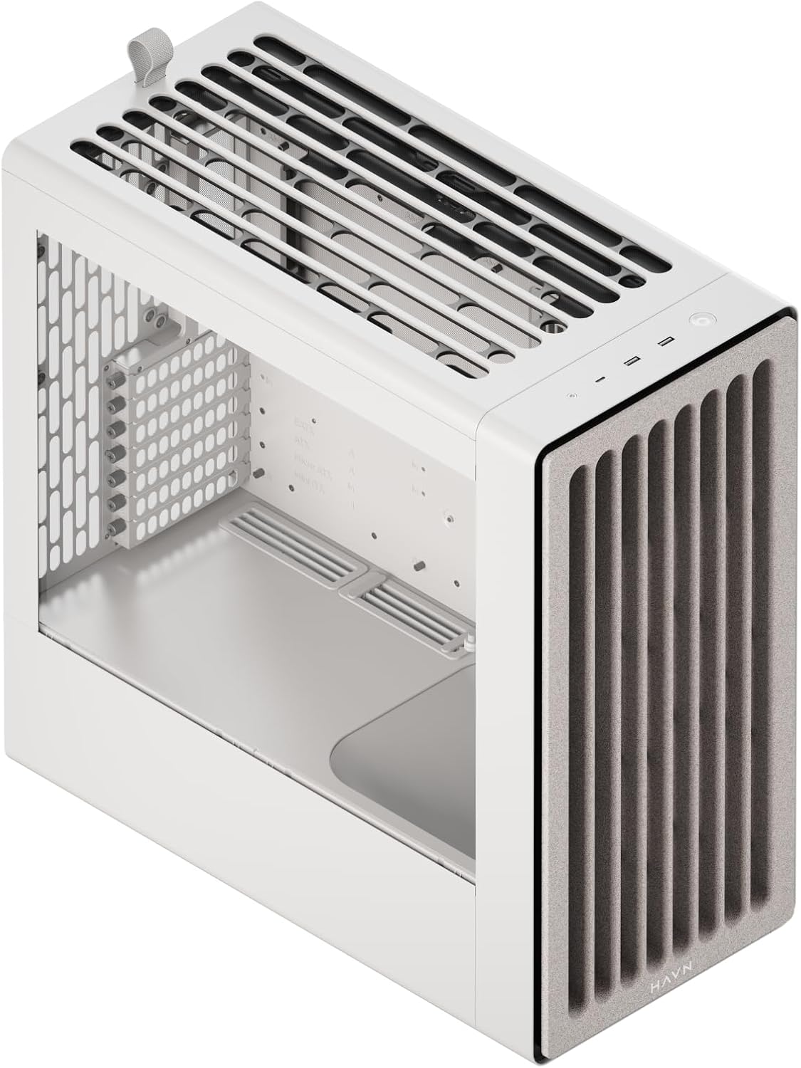 HAVN BF 360 ATX Mid Tower PC Case – Semi-Open SGCC Steel Frame, SimpliCable Cable Management, Detachable Top Bracket, Quiet Operation, Premium Steel Build – White