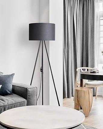 tomons tomons Staande lamp, led, dimbaar, staande lamp, modern, met driepootstatief van metaal, staande lamp voor woonkamer en slaapkamer, leeslamp, vloerlamp - zwart photo 2