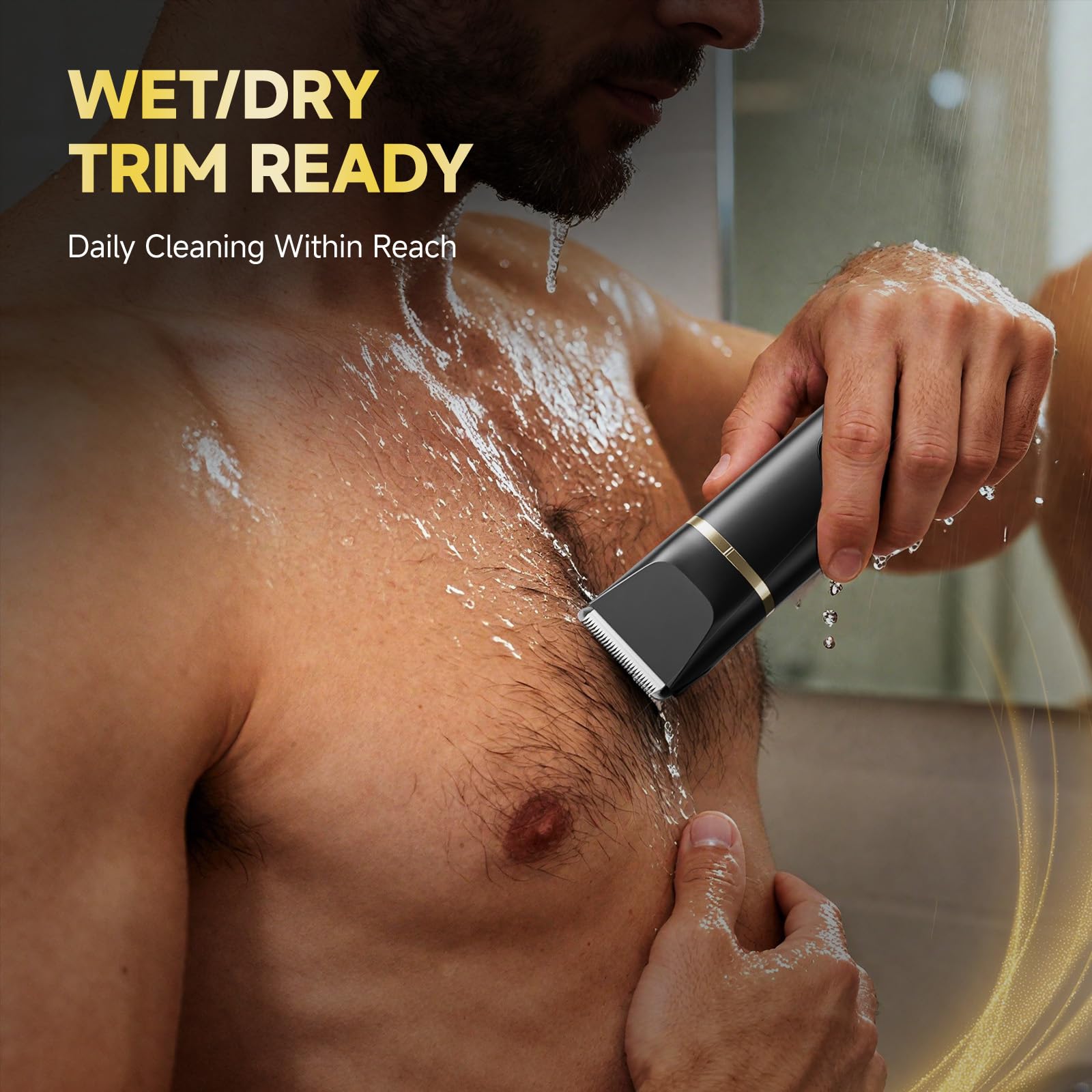Tondeuse à barbe pour homme, étanche IPX7, rasoir électrique sans fil, kit de toilettage pour barbe, nez, oreilles, jambes, poitrine, aine, pubis