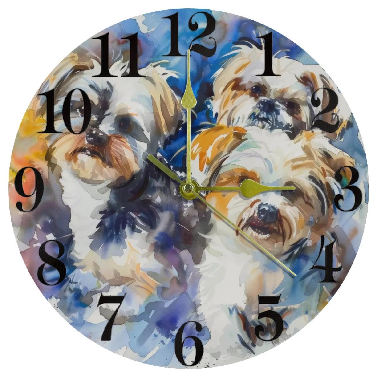 Horloge murale Shih Tzu silencieuse résolvant le problème du tic-tac pour chambre et bureau
