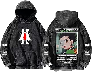 Anime HxH Killua GON kurapika hisoka friendship washed acid gray Hoodie 19