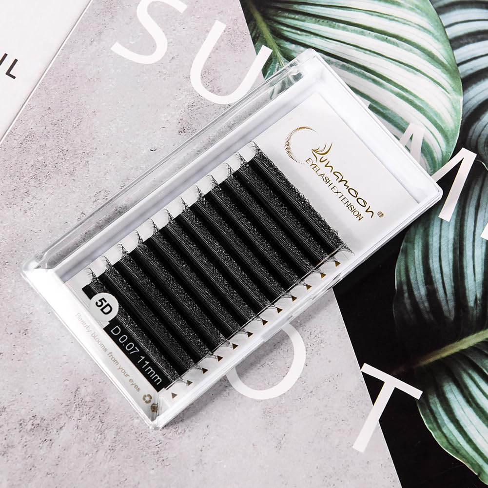 Lunamoon 5D Extension Ciglia W Delle Ciglia Ciuffetti W Forma Premade Fan Eyelash Extension Russian Volume Ventole Naturali Ciglia Ciuffetti(5D/0.07D 11 mm)