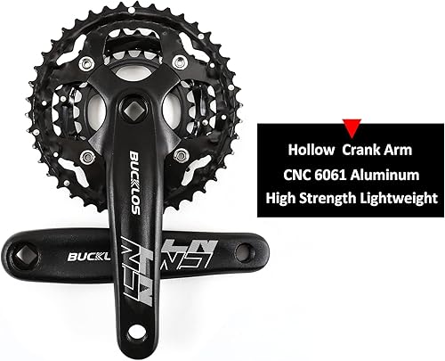 Miniatura 5 de BUCKLOS Juego de bielas para bicicleta con forma cónica cuadrada dobletriple 64104 BCD  2x3x Mountian Bike MTB 6.693 in bielas de bicicleta con