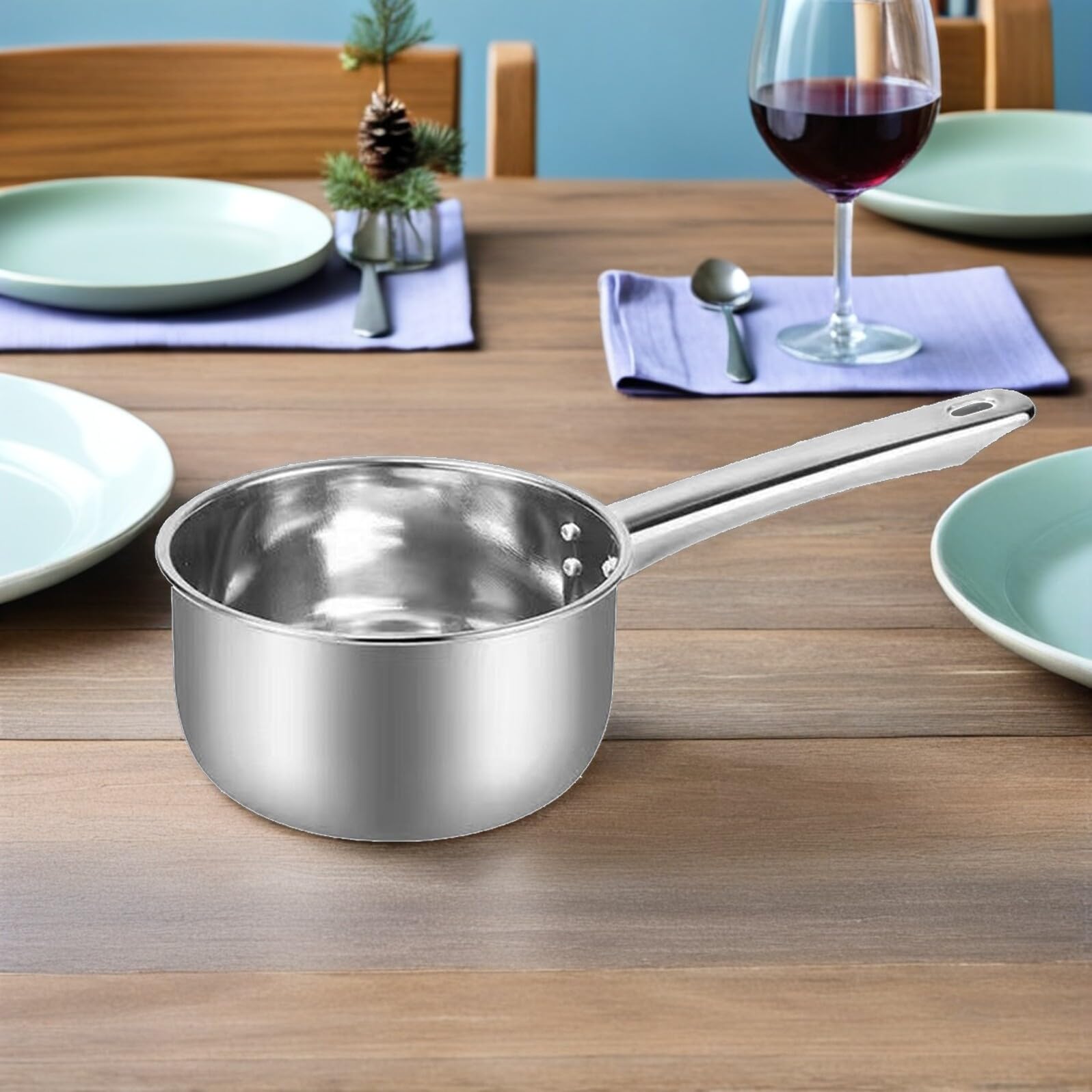 Yardwe Louche à eau en acier inoxydable à long manche pour la cuisine et la salle de bain (18 cm)