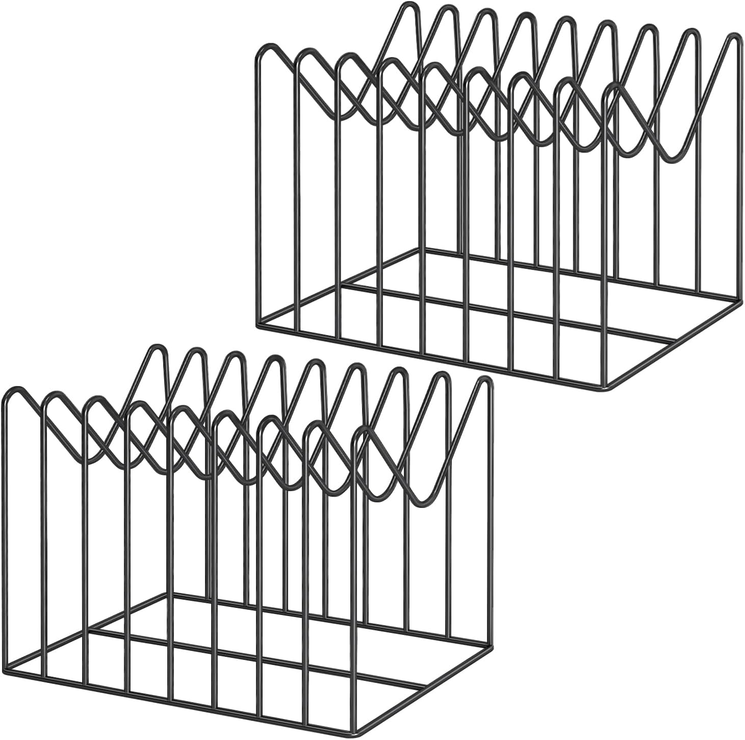 2 Sets File Organizer for Desk,File Sorter Organizer,File Folder Holder/Rack/Stand,Desktop Record/Clipboard Holder,8 Sections Storage,Anti-Scratch/Rusty,Metal Stable Holder,Black