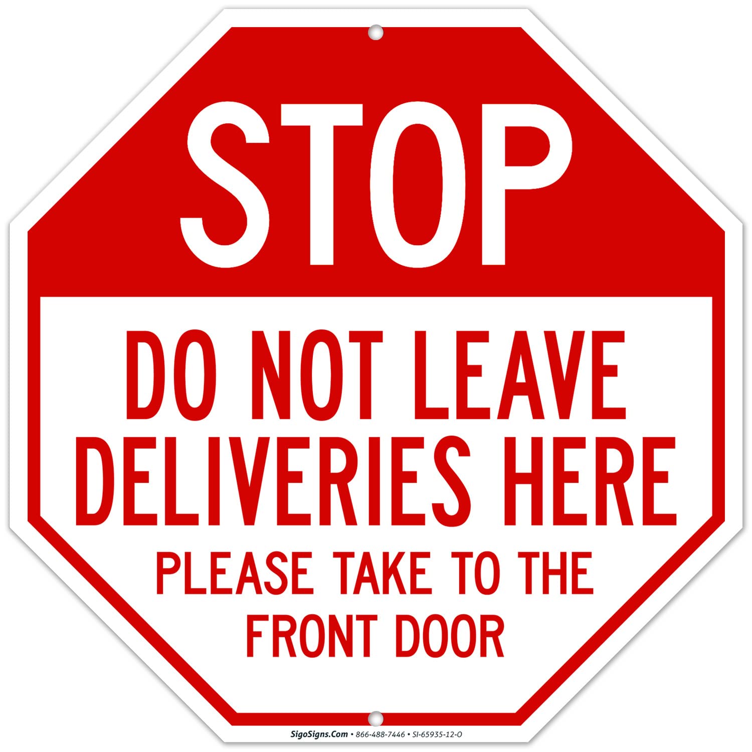Deliveries Only Sign – 18x18 Inch Durable HDPE Yard Sign, Pre-Drilled Holes, Made In USA