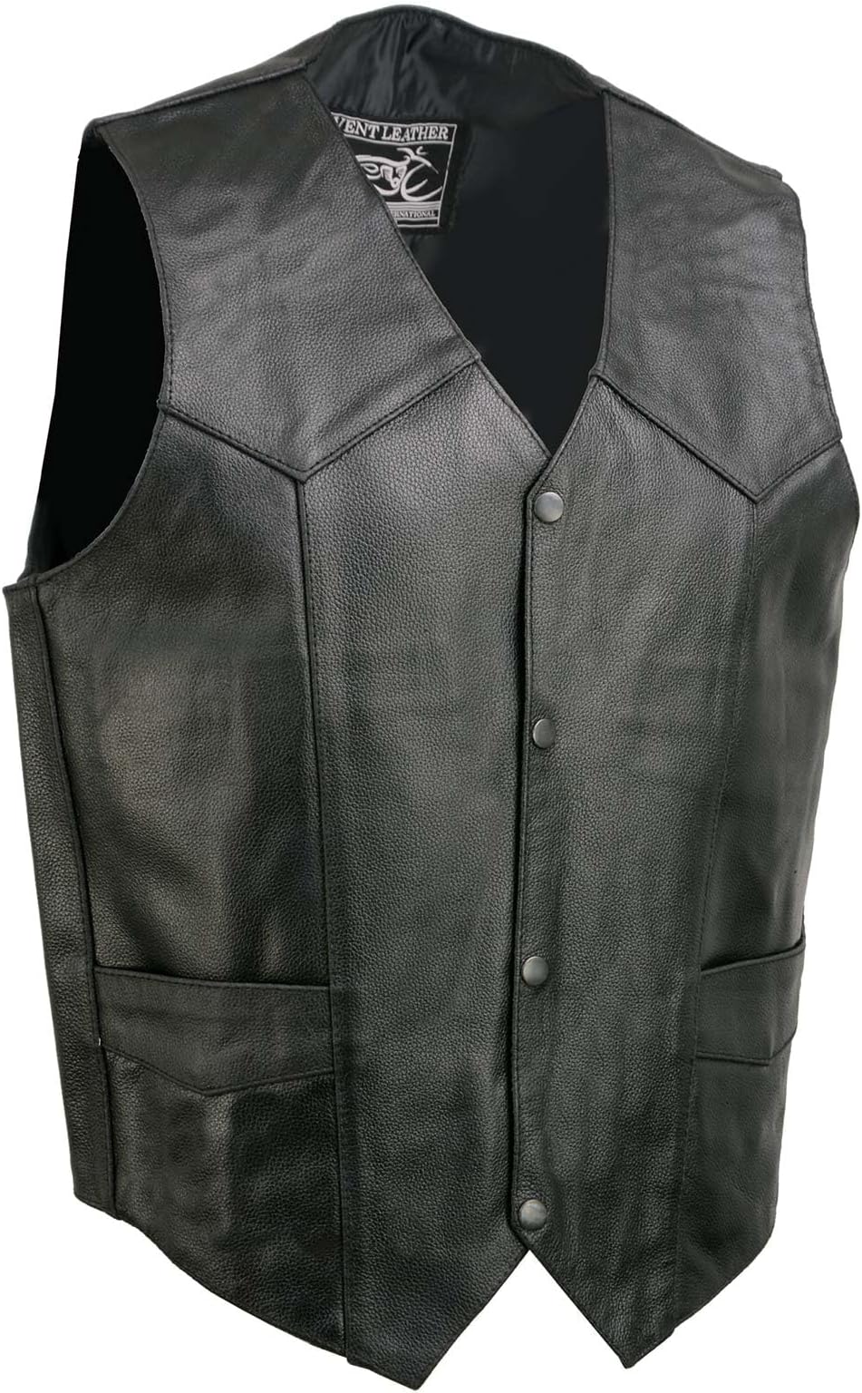 EL5310 Black Motorcycle Leather Vest for Men - Riding Club Adult Motorcycle Vests