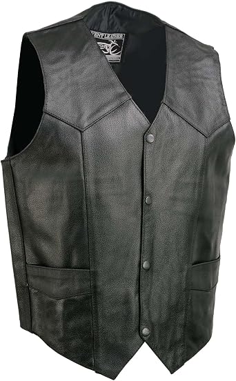 EVENT LEATHER EL5310 Black Motorcycle Leather Vest for Men - Riding Club Adult Motorcycle Vests