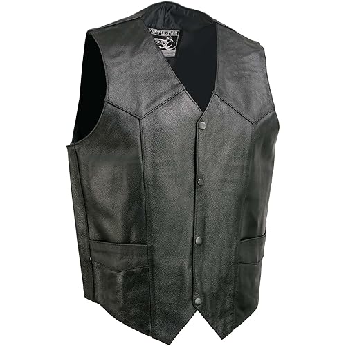 EVENT LEATHER EL5310 Black Motorcycle Leather Vest for Men - Riding Club Adult Motorcycle Vests