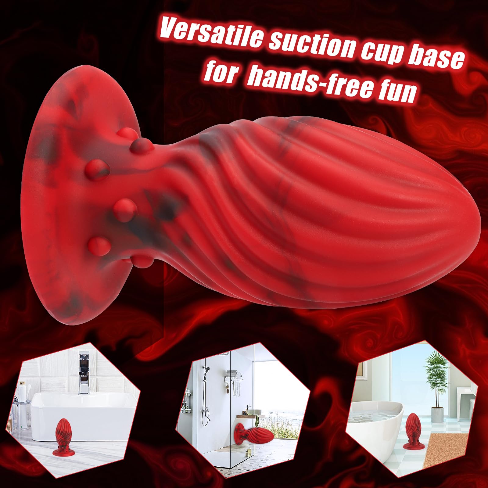Super Big Anal Plug Liquid Silicone Butt Plug with Suction Cup Base for Advanced Player, Swirl Anal Toy Waterproof Butt Plug Kit Adult Sex Toy for Unisex Backdoor Handsfree Fun (): Medium