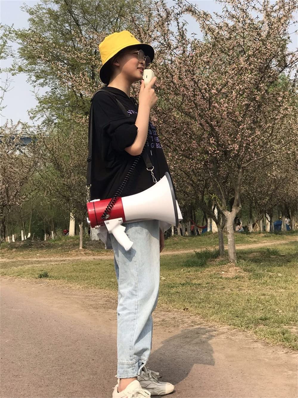 Amazon | 業務用拡声器 ハンドマイク付メガホン ショルダーメガホン50W