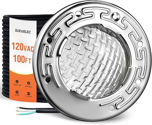 SURAIELEC Luz LED pequeña de spa de 6 pulgadas para piscina enterrada, 120 V CA 10 W, luz de piscina subacuática, blanco frío 6000 K, se adapta a