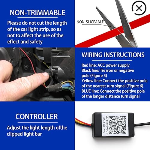 Miniatura 5 de DREAMOTOR Tira de luz para capó de automóvil de 71 pulgadas, luz LED dinámica blanca para capó, flexible e impermeable, tira de luz diurna universal