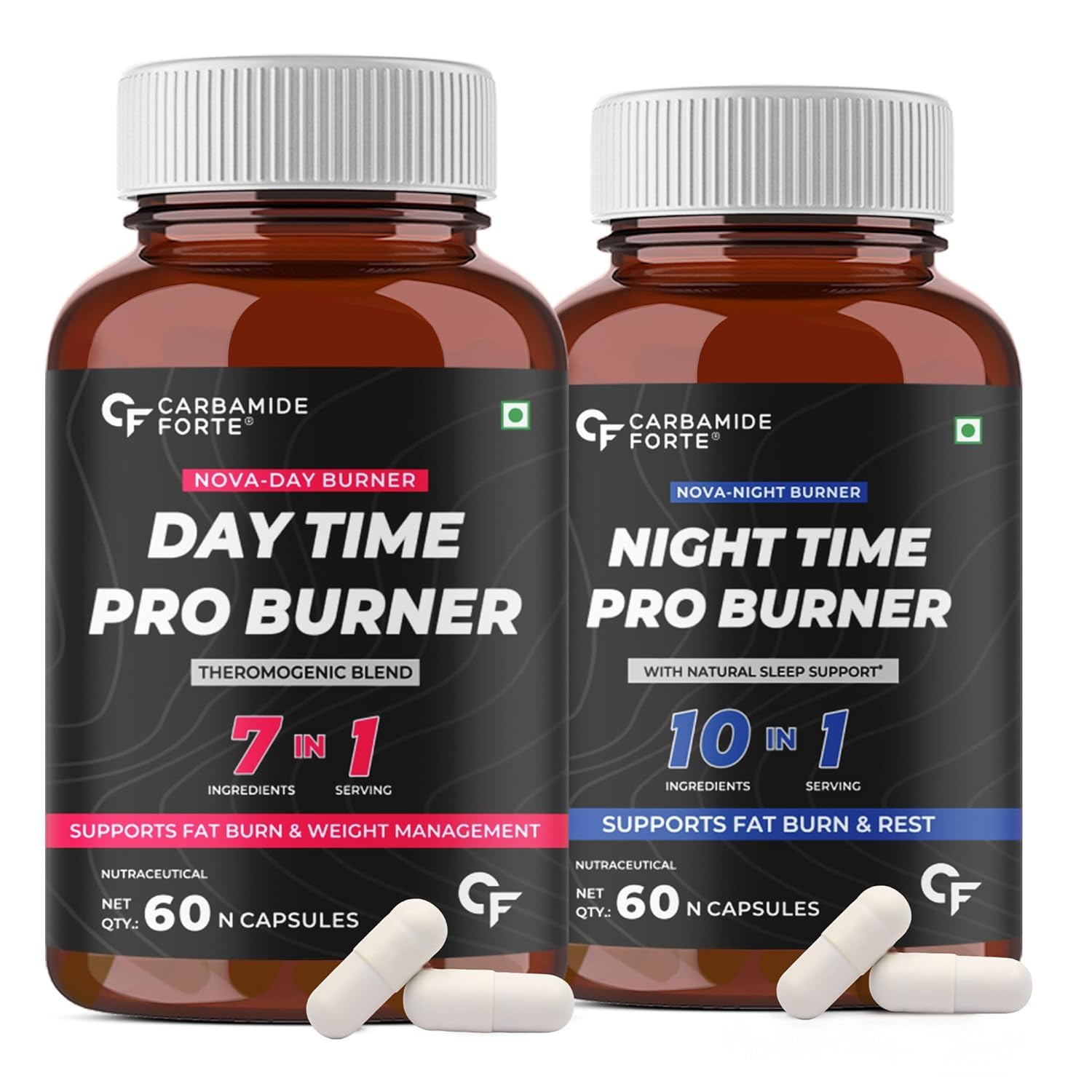Day & Night Fat Burner for Weight Loss for Women and Men | With Garcinia Cambogia, great for Fat Weight Loss for Women and Men | 60 Supplement Capsules (120 Tablets)